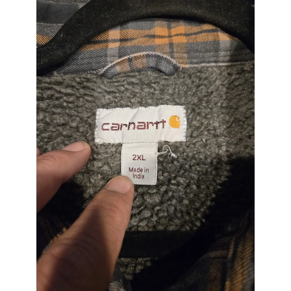 Carhartt 102333 Hubbard Sherpa Lined Flannel Shirt Jacket Men's 2XL Plaid
